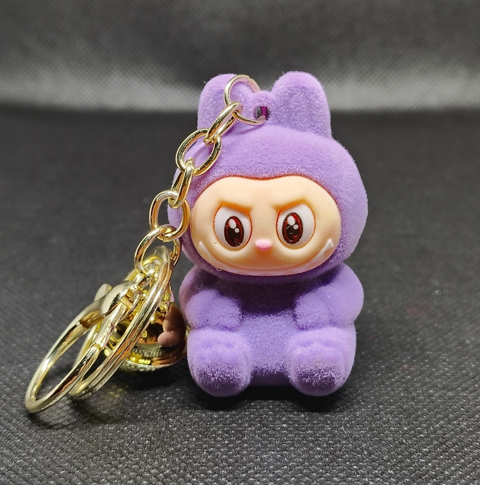 Purple Fuzzy Monster Keychain